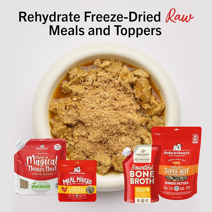 Stella & Chewy's Premium Cage-Free Chicken Bone Broth for Dogs - Joint & Gut Health Support Liquid Food Topper with Collagen & Turmeric, 16 Fl Oz Resealable Pouch