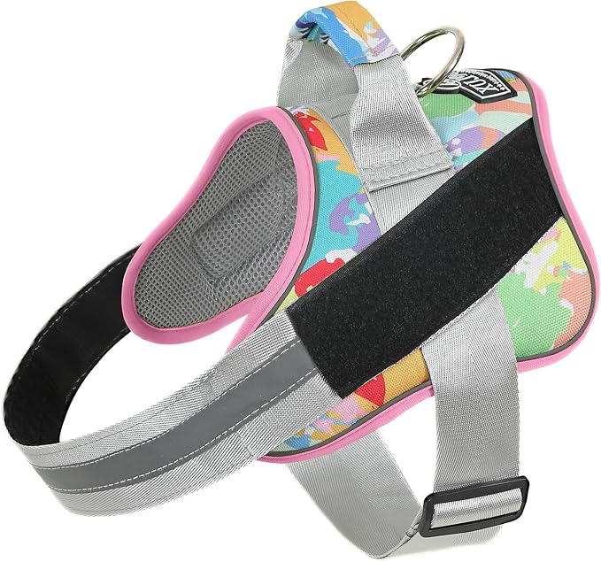 Dog Harness, No-Pull Reflective Dog Vest, Breathable Adjustable Pet Harness with Handle for Outdoor Walking - No More Pulling, Tugging or Choking (Large (Pack of 1), OilPainting)