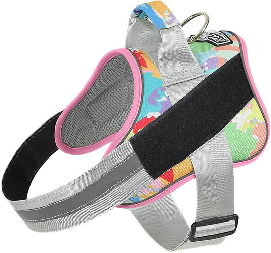 Dog Harness, No-Pull Reflective Dog Vest, Breathable Adjustable Pet Harness with Handle for Outdoor Walking - No More Pulling, Tugging or Choking (Medium (Pack of 1), OilPainting)