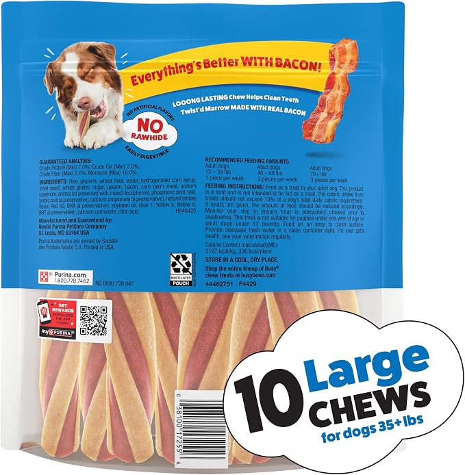 Purina Busy With Beggin' Dog Treats, Twist'd - 10 Count (Pack of 1)
