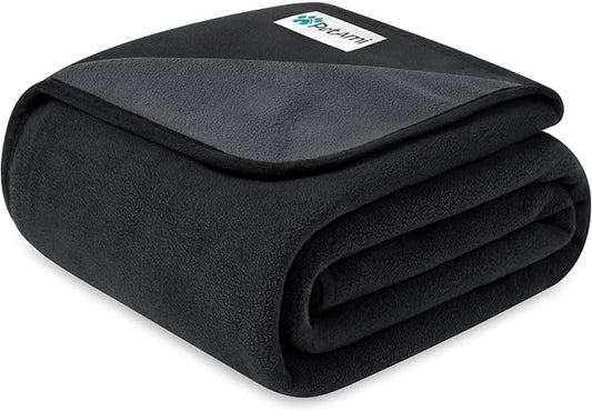 PetAmi Waterproof Dog Blanket for Small Medium Dogs Cats, Pee Proof Reversible Cat Blanket for Kitten Puppy, Soft Fleece Washable Pet Throw for Couch Car Crate Liner, 29x40 Black Gray