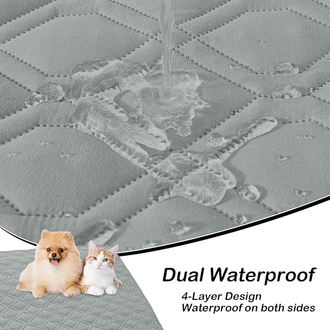 hyha Waterproof Dog Bed Blanket, Soft Pet Blankets, Waterproof Couch Cover for Dogs, Reversible Sofa Covers Washable for Furniture (30x53 Inch, Grey/Dark Grey)