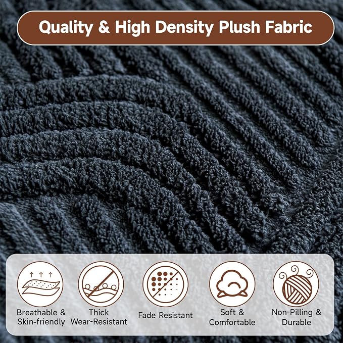 OTOB Couch Covers for 3 Cushion Couch Sofa Pet Friendly, Washable & Non Slip Fuzzy Plush Sofa Cover Slipcovers, All Seasons Ultra Soft Furniture Protector, 1 Piece (Dark Gray, 27.6"x70.9")