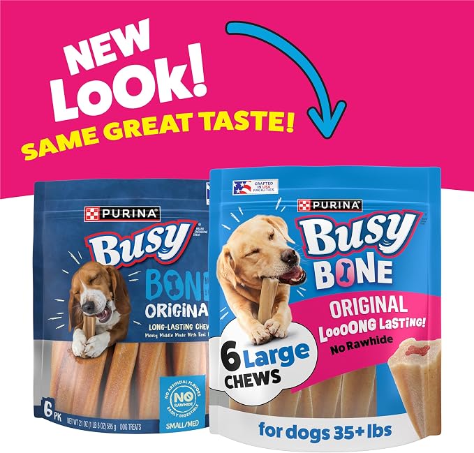 Purina Busy Bone Adult Dog Chew Bone Treats, Original - 6 ct. Pouch