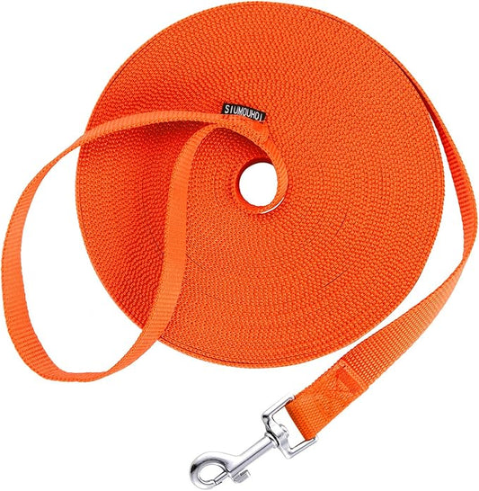 Siumouhoi Dog/Puppy Obedience Recall Training Agility Lead - 15ft 20ft 30ft 50ft Training Leash - Great for Play, Camping, or Backyard - Orange 50ft