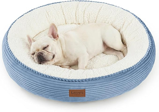 Love's cabin Round Donut Cat and Dog Cushion Bed, 30in Pet Bed for Medium or Large Dogs, Anti-Slip & Water-Resistant Bottom, Soft Durable Fabric Pet Beds, Washable Calming Cat Bed, Sky Blue