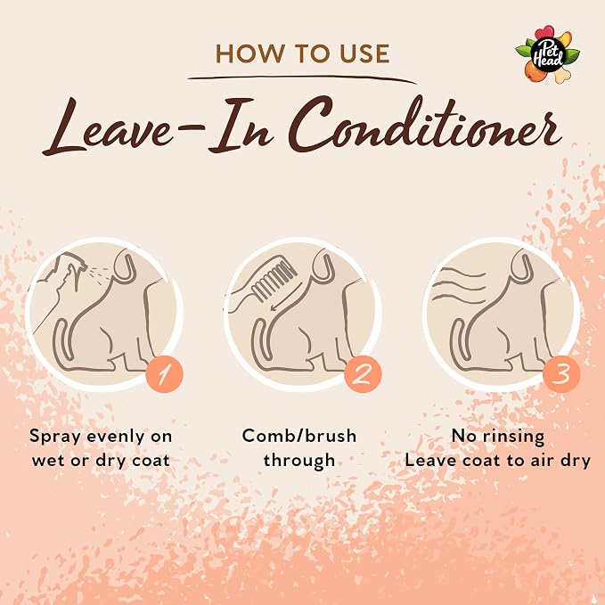 Pet Head Quick Fix Leave-in Conditioner Spray for Dogs | Peach Scent | Repairs, Detangles and Softens Fur | Detangling Spray | for Grooming Wet or Dry Dog Coats | No Rinsing Required | 10.1 fl oz.
