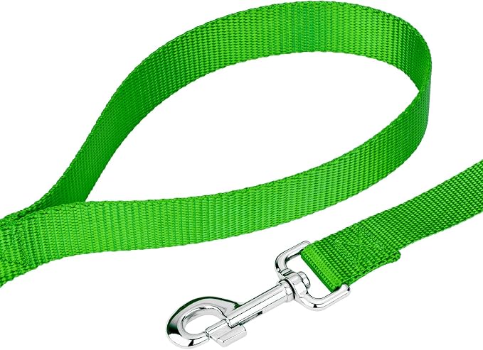 Country Brook Petz - Everyday Nylon Dog Leash - Strong, Durable, Solid Color Leash with Easy to Use Snap - 25+ Colors (1 Inch Wide, 6 Foot, Hot Lime Green)