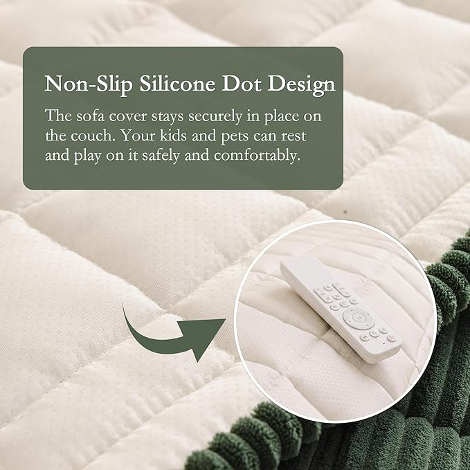 MEETSKY Couch Cover for 3 Cushion Couch Sofa, Sofa Covers for Dogs Washable, Non-Slip Sofa Protector Pet Friendly Dog Mats for Couches Soft Furniture Covers, 27.6" x 82.7", Moss Green