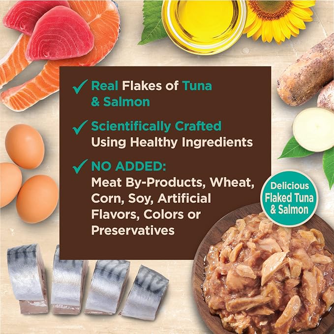 Wellness CORE Tiny Tasters Flaked Adult Wet Cat Food, Natural, Protein Rich, Grain Free, Tuna and Salmon Recipe, 1.75 oz, Pack of 12 Pouches