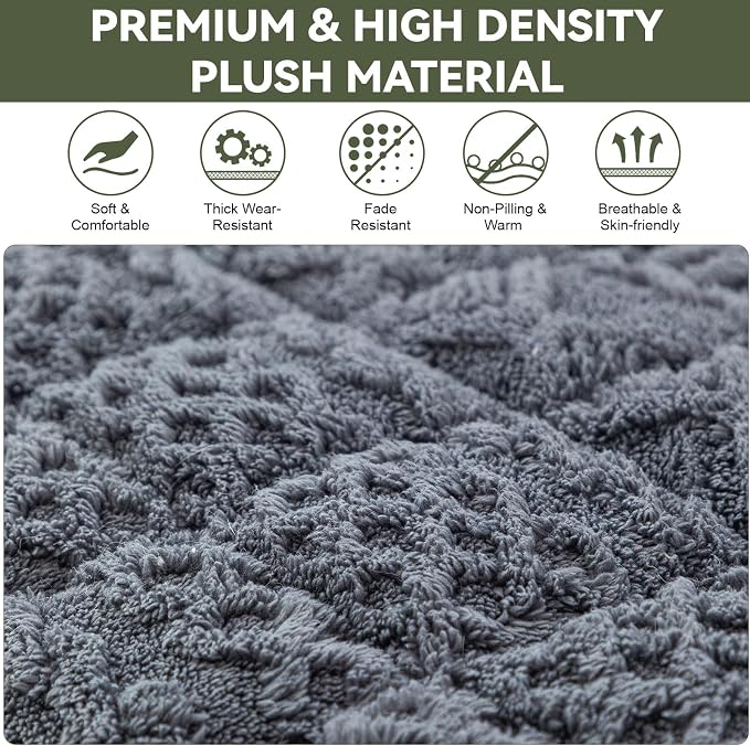 OTOB Couch Covers for 3 Cushion Sofa Pet Friendly Washable, All Seasons Non Slip Plush Fuzzy Sofa Covers, Geometric Jacquard Soft Cozy Dog Bed Mat Sofa Slipcovers Protector (Dark Gray, 27.6" x 82.7")