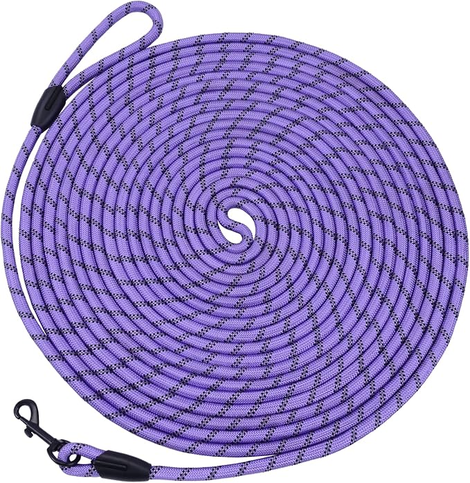 Long Dog Leash for Training 20Ft-Reflective Nylon Rope with Swivel Hook-Recall Agility Lead for Large Small Medium Dogs Outside Walking Hiking-Purple