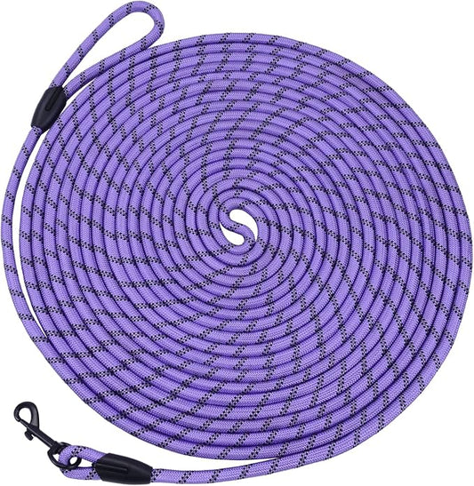 Long Dog Leash for Training 20Ft-Reflective Nylon Rope with Swivel Hook-Recall Agility Lead for Large Small Medium Dogs Outside Walking Hiking-Purple
