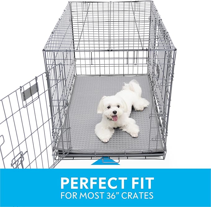 Paw Inspired Cooling Orthopedic Crate Pad for Dogs and Cats, Washable Memory Foam Dog Cooling Mat (35x22 Inch Medium/Large Size for 36 Inch Kennel, Gray)