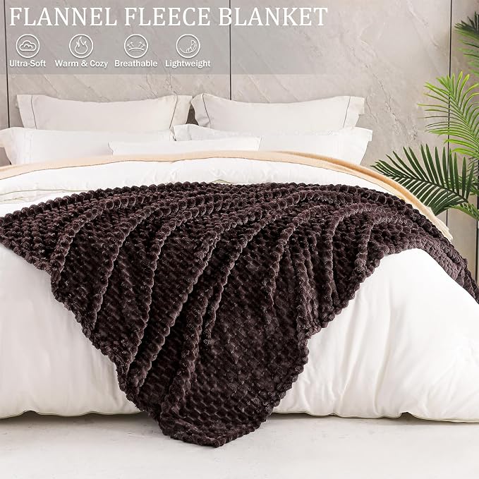 Exclusivo Mezcla Fleece Twin Blanket for Bed, Extra Large Fuzzy Coffee Bed Blankets, Soft Cozy Plush Sofa Throws for All Seasons, 60x80 Inches