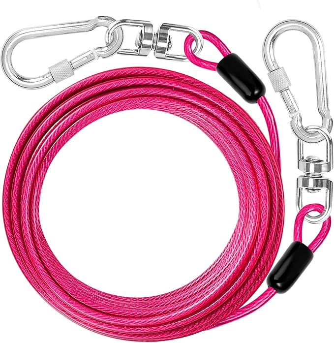 jenico Dog Tie Out Cable: 30 ft Dog Lead for Yard - Heavy Duty Chain Leash Outside for Small Large Dogs Up to 500 lbs - Outdoor Dog Runner Tether