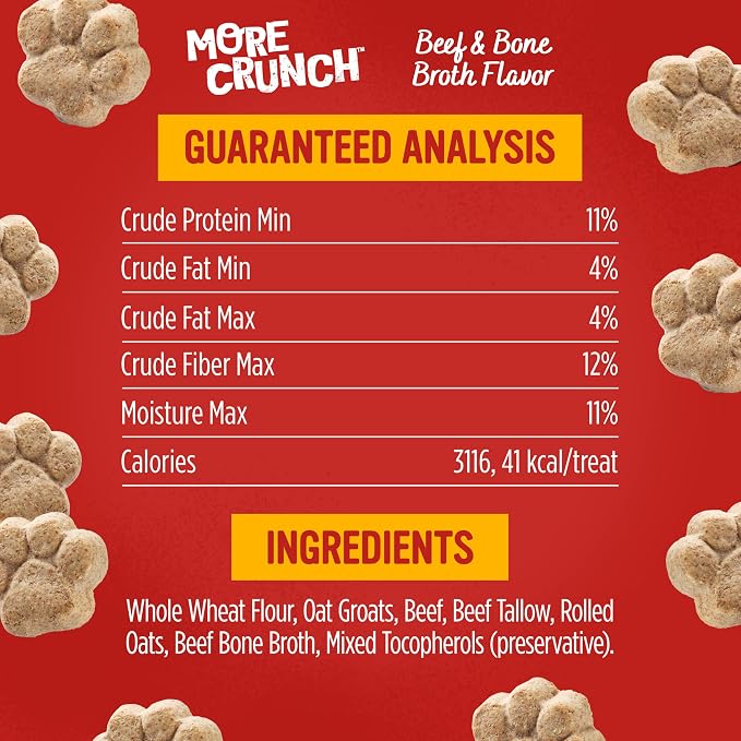 Blue Dog Bakery More Crunch Medium Beef & Bone Broth Dog Treats, Dog Biscuits for Large Breeds, Healthy Treats, All Natural, 18 oz (Pack of 3)