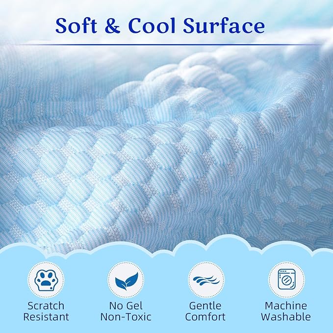 Mora Pets Dog Cooling Mat Instant Self Cooling Pad for Dogs & Cats Breathable Washable Summer Pet Cool Mat Indoor Outdoor, Puppy Cold Blanket for Floor Crate Car Travel Use Medium 36'' x 27'' Blue