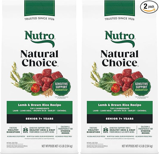 Nutro Natural Choice Senior Dog Food, Lamb & Brown Rice Recipe, 4.5 lb. Bag (Pack of 2)