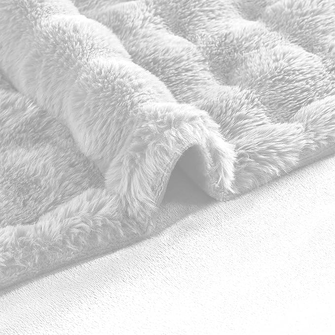 Modern Threads Water-Resistant Faux Rabbit Fur Pet Blanket for Dogs & Cats – Ultra-Soft Couch, Bed & Crate Protector, 50x60 White