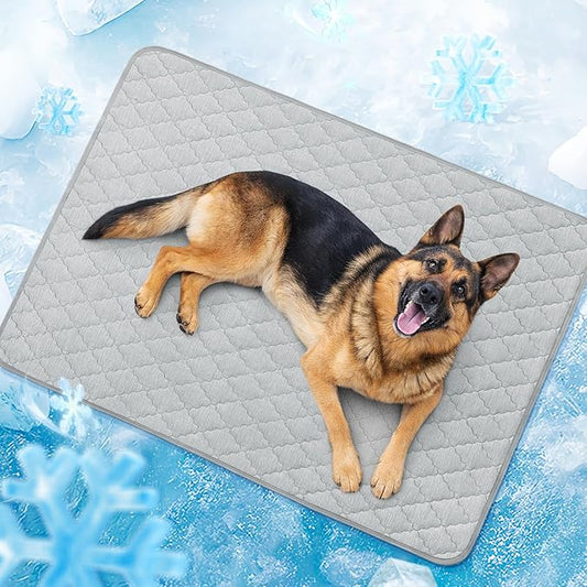 LOOBANI Dog Cooling Mat for Giant Large Dogs 65"x48"- Cooling Pad for Dog, Cool Blanket for Dogs Machine Washable, Pet Cool Mat for Indoor, Outdoor, Couches, Crates, Car Seats for Trips(Grey, 65"x48")