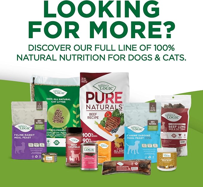 Nature's Logic All Natural Beef Tendon Chew - 100% Natural Treats for Dogs - Promotes Dental Hygiene - Recreational Chewing Dog Chews for Large and Small Breeds, Made in USA - Beef Tendon Treat