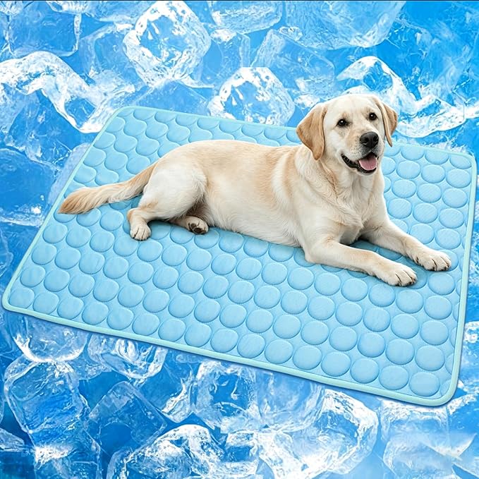 Dog Cooling Mat, Q-Max>0.4 Pet Dog Self Cool Pad, Ice Silk Washable Summer Cooled Mat for Dogs Cats, Kennels, Crates and Beds