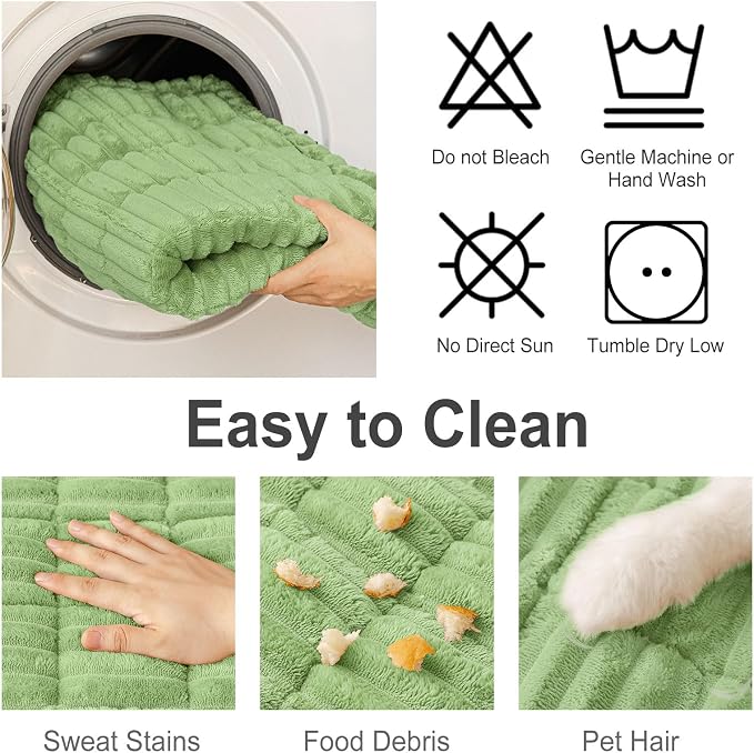 hyha Couch Cover for Dogs Washable, Non Slip Thick Flannel Sofa Protector, Pet Friendly Plush Furniture Cover for Sectional Sofa & Loveseat (Grass Green, 35.4" x 63")