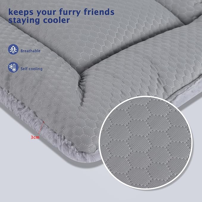 Dog Bed Mat, Crate Pad Reversible,Soft Kennel Pad, Washable Dog Crate Mat (Cool and Warm),Pet Sleeping Mattress for Small Medium Dogs XB009 (30''x20'',Grey)