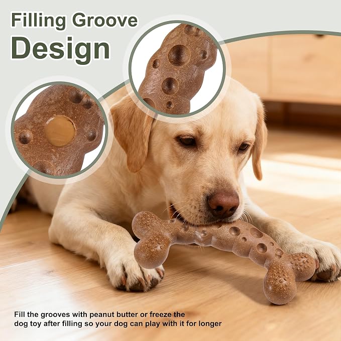 Dog Chew Toys for Aggressive Chewers 3 Pack Variety Flavored Tough Dog Bone Toy for Medium Large Breed to Keep Them Busy