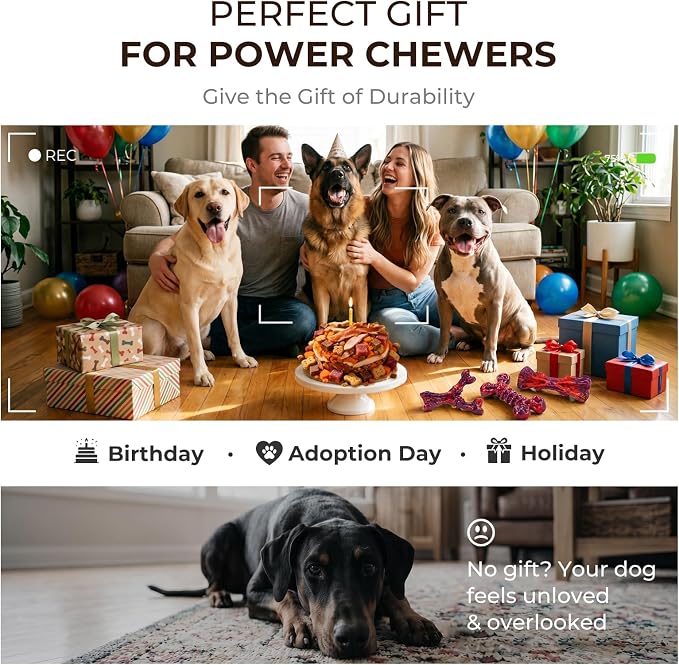 Kseroo 3-Pack Beef Flavored Dog Chew Toys for Aggressive Chewers, Red-XL | Indestructible, Heavy Duty, Rock-Hard Solid Nylon Bones for Medium & Large Dogs 25-90lbs, Tough, Long-Lasting, Keep Them Busy