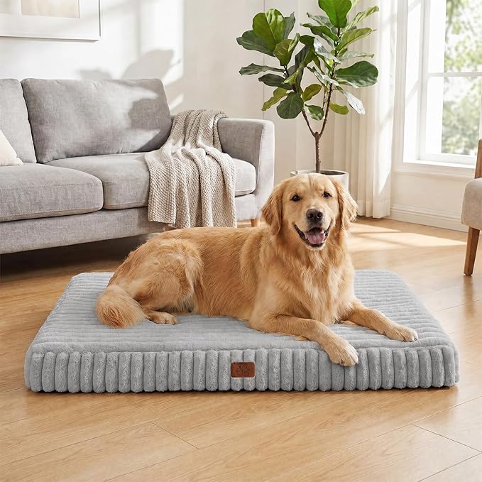 Orthopedic Dog Bed for Medium Dog, Waterproof Pet Bed,Non-Slip Bottom and Egg-Crate Foam with Removable Washable Cover Crate Bed,Grey,30"x20"x3"