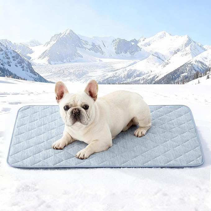 COZY KISS Dog Cooling Mat 32"x44" Q-Max>0.4, Waterproof Pet Cooling Pad, Leakproof & Non-Slip Dog Bed Cover, Washable Cooling Blanket for Medium Dogs, Crate, Sofa, Floor(Blue)