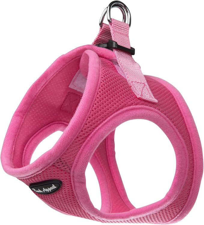 Bark Appeal Hot Pink Step-in Dog Harness for Extra Small Sized Pets – Updated Sizing, Re-Measuring is Essential – Soft Vest Harness – Anti-Choke with Adjustable Strap & Heavy Duty Clip – XS