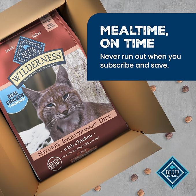 Blue Buffalo Wilderness Chicken Natural High-Protein Grain-Free Dry Food Hairball & Weight Control for Adult Indoor Cats, Real Chicken First, Antioxidant-Rich LifeSource Bits Support Immunity, 11 lbs.