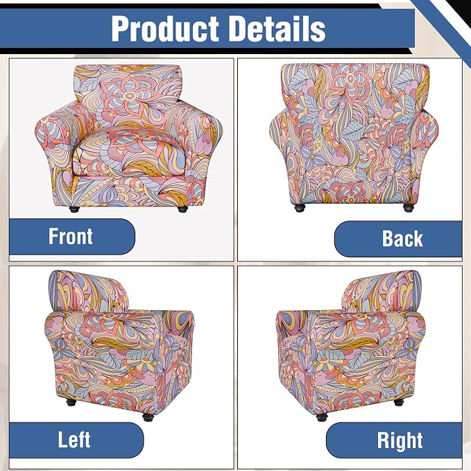 Stretch Couch Covers, Floral Printed Sofa Covers,2 Piece Armchair Slipcover with Separate Sect Cover,Washable Sofa Slipcover, Pet Friendly Furniture Protector Fit for Home (Armchair,Love Print)