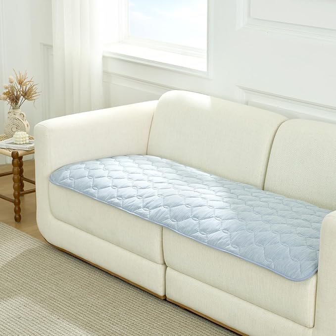 COZY KISS Dog&Cat Cooling Couch Cover, 27.5x82.5 Inch Waterproof Pet Pad, Q-Max > 0.4 Cool-Tech Fabric, Blue
