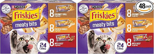 Friskies Purina Gravy Wet Cat Food Variety Pack, Meaty Bits - 5.5 oz. Cans (Pack of 48)