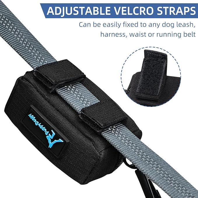 Dog Poop Bag Holder for Leash Black Waste Bag Dispenser with 1 Roll of Poop Bags for Leash Accessory Bicycle