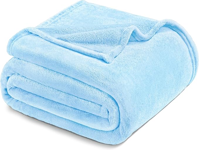 Exclusivo Mezcla Fleece Throw XL Blanket for Couch, Sofa, Super Soft and Warm Ice Blue Blankets, All Season, Cozy, Plush, Lightweight, 50x70 Inches