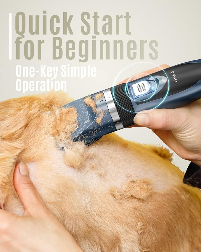 oneisall Dog Clipper Low Noise, Dog Grooming Kit with Rechargeable, Dog Shaver Cordless Electric Quiet Hair Clipper Set for Dog Cats Pets（Navy）