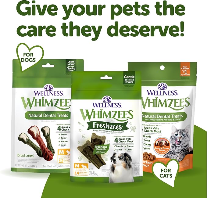 Wellness WHIMZEES Freshzees Natural Dog Dental Treat, Soft Chews, Freshens Breath, Small Size, 14.81 oz Bag, 28 Count
