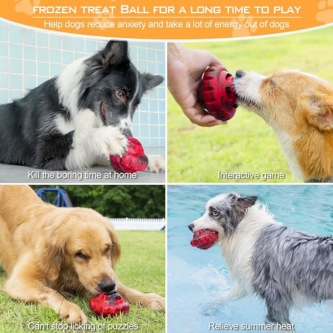 luckdoor Dog Toys to Keep Them Busy,Frozen Treat Dog Enrichment Toys,Slow Food Training to Relieve Boredom and Stimulating,Dog Puzzle Treat Food Dispensing Ball Toy for Small Medium Large Dogs