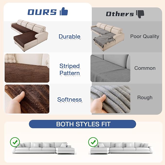 MYSKY HOME 100% Waterproof Couch Cover for Sectional Sofa, Couch Covers for Dogs Washable, Non Slip 2 Pieces Sofa Slipcover, L Shape Sofa Cover Furniture Protector for Pet, Brown, 35"x70.9"+35"x70.9"