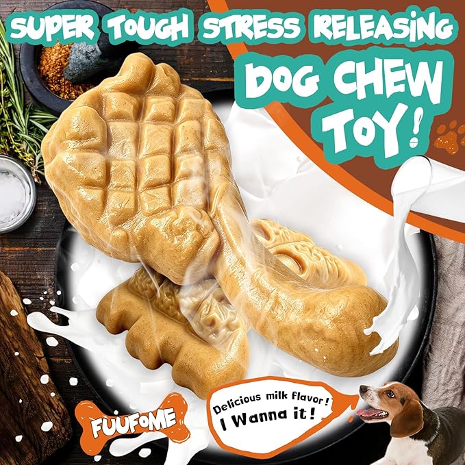 Fuufome Dog Chew Toys, 2 Pack | Aggressive Chewers, Indestructible, Large Breed Dogs, Tough Nylon Teething Toy
