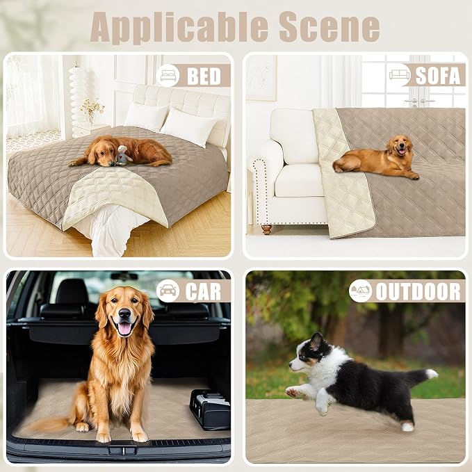 Smiry Waterproof Dog Bed Cover Blanket 40x80, Soft Reversible Pet Blanket, Washable Leakproof Cats Dogs Couch Cover for Sofa, Couch, Furniture, Taupe/Beige