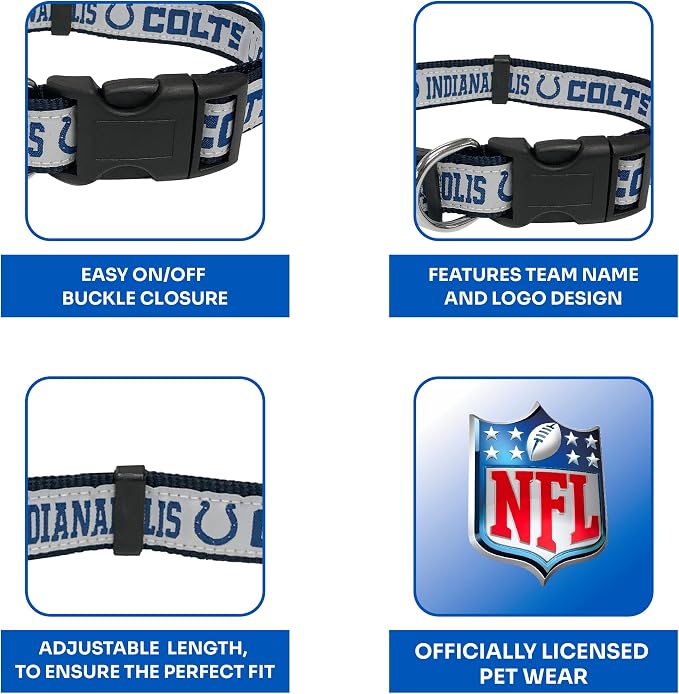 Pets First NFL Indianapolis Colts Licensed PET COLLAR, Large - Heavy-Duty, Strong, and Durable Dog Collar. Available in 31 Football Teams and 4 Sizes