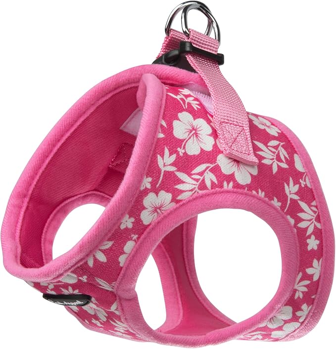 Bark Appeal Pink Hibiscus Step-in Dog Harness for Extra Small Sized Pets – Updated Sizing, Re-Measuring is Essential – Soft Vest Harness – Anti-Choke with Adjustable Strap & Heavy Duty Clip – XXS