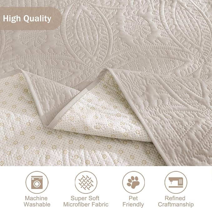 Beige Loveseat Covers for 2 Cushion Couch, Water-Repellent Covers for Sofa Couch, Machine Washable Love Seat Quilted Couch Covers, Pet Friendly Loveseat Slipcovers (Loveseat 56", Beige Cream)