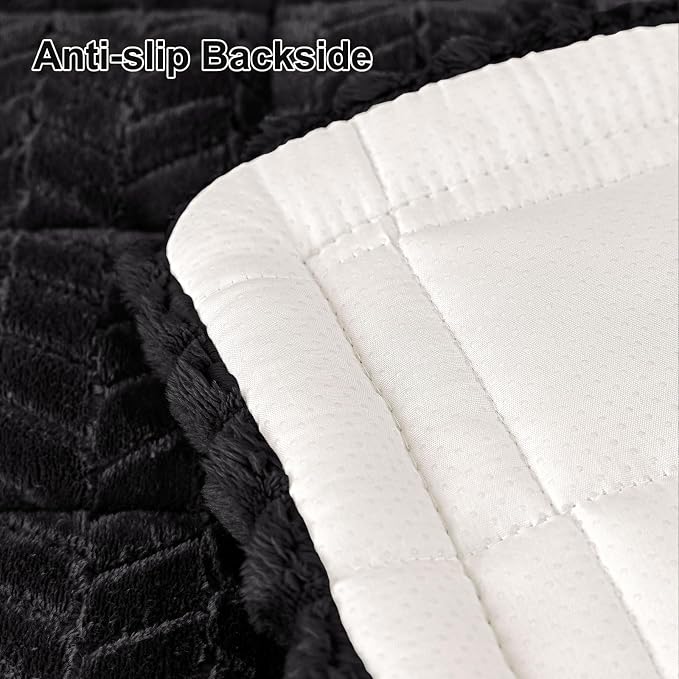 Smiry Couch Cover for Dogs, Non Slip Fuzzy Pet Sofa Covers Washable for 2-3 Cushion Couch, Soft Thick Furniture Protector for Cats Dogs, Against Fur, Dirt, Scratch Resistant (Black, 27.6"x59")